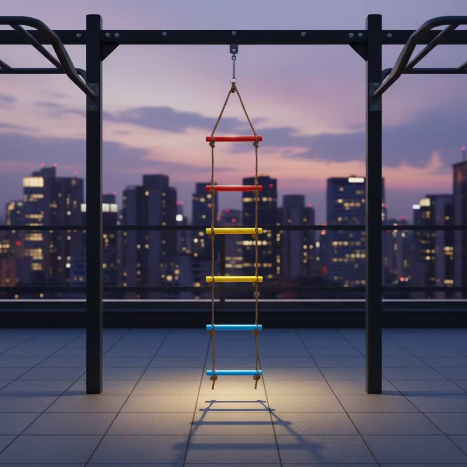 Rope Climb - سلم حبل للتسلق مع درجات بلاستيكية