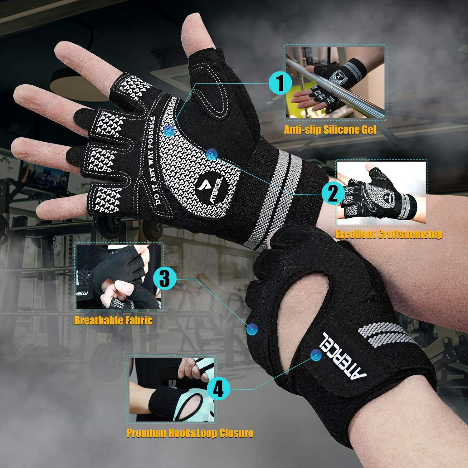 قفازات ATERCEL لرفع الأثقال، ق - مراجعة Weightlifting Gloves وسعره